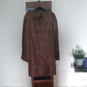Lauren Ralph Lauren Brown Plaid Shirt And Skirt